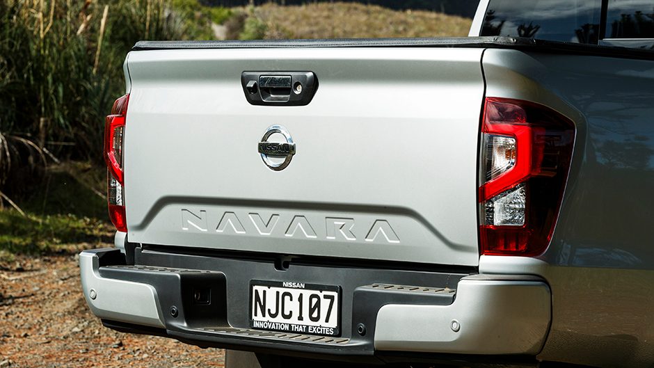 Nissan Navara close up of silver tailgate