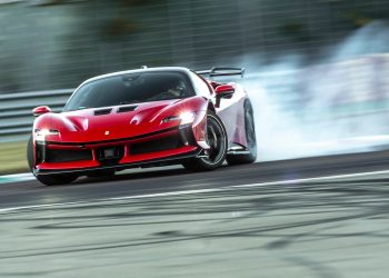Ferrari SF90 XX Stradale drifting on race track