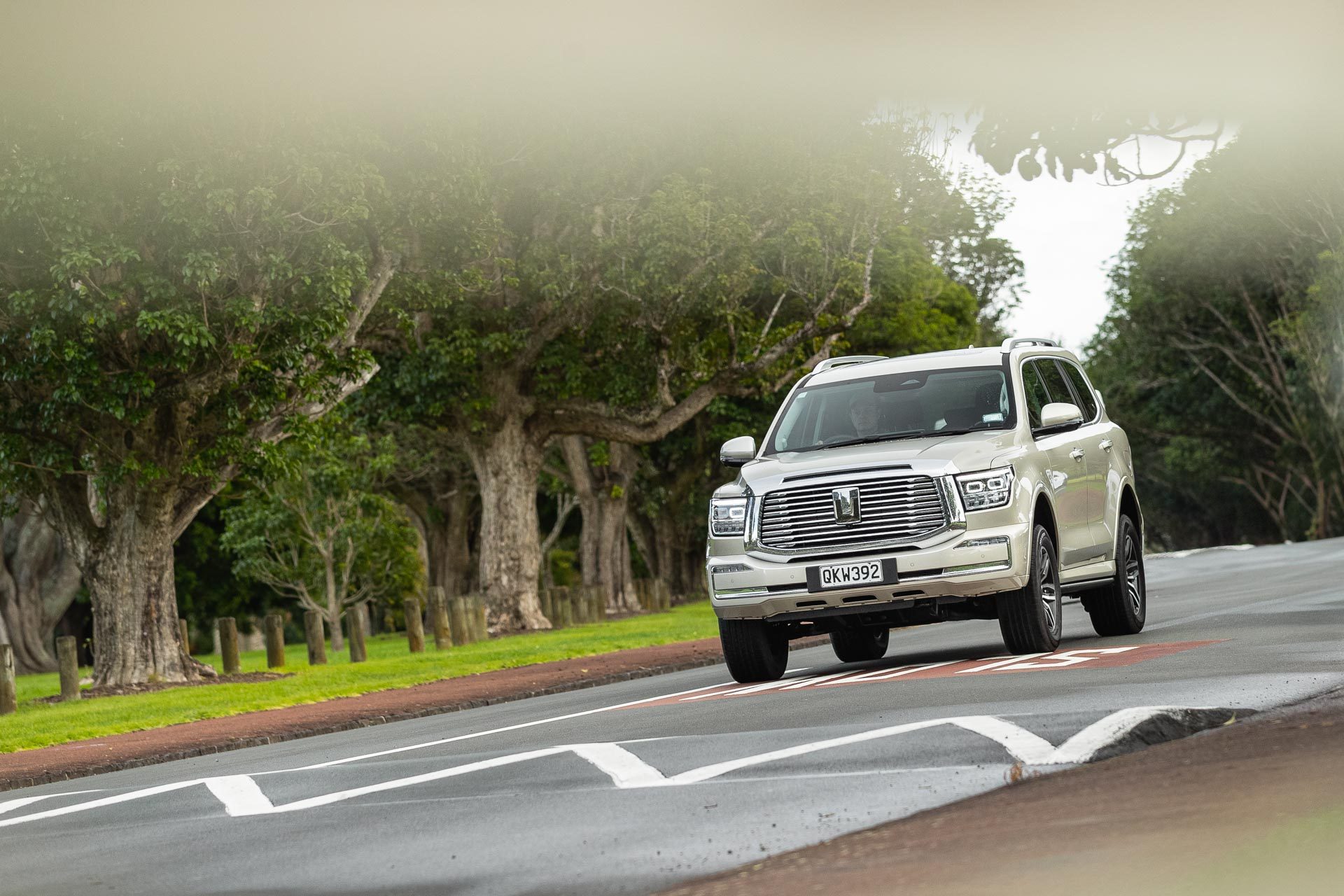 Tank 500 driving next to trees