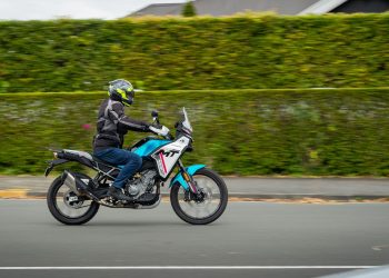 CFMoto 450MT panning side view