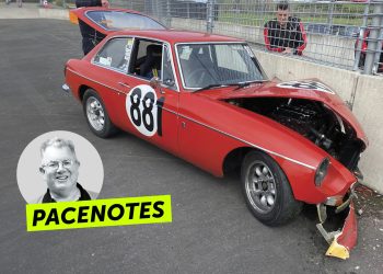 July Pacenotes - Show them the way, red crashed MG