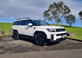 New Hyundai Sante Fe pictured atop the mountain