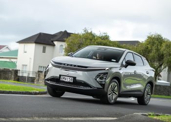 Omoda E5 EX Cornering on a suburban street