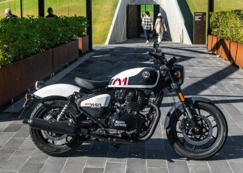 Royal Enfield 650 in black and white