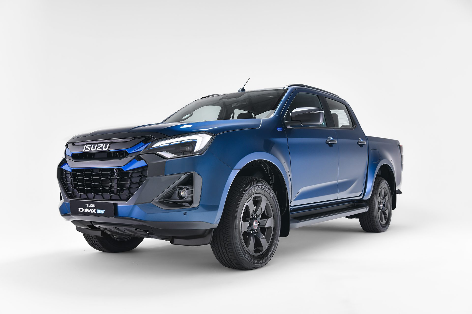 Isuzu D-Max EV in blue on a white back ground