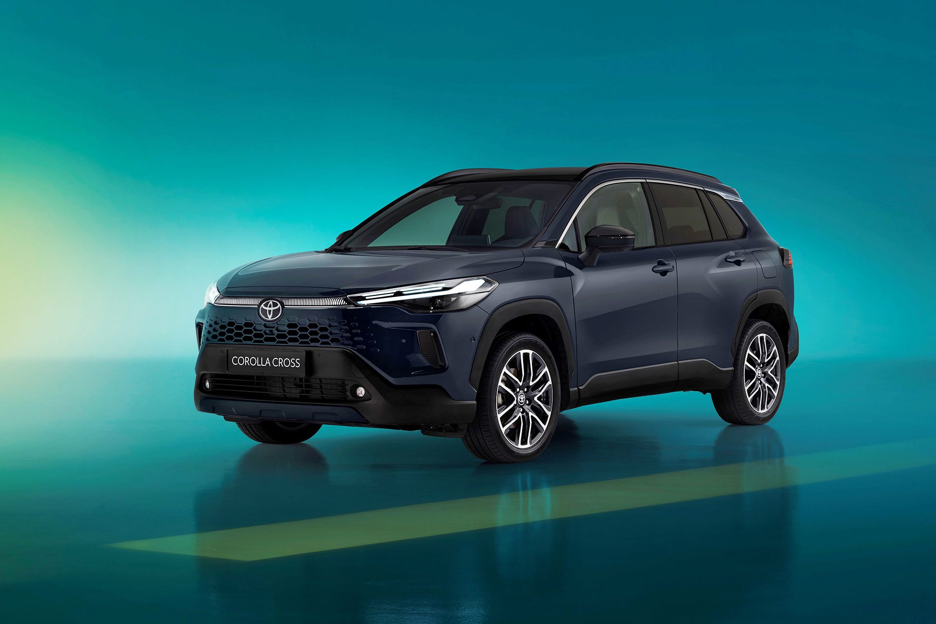 Corolla Cross on blue background