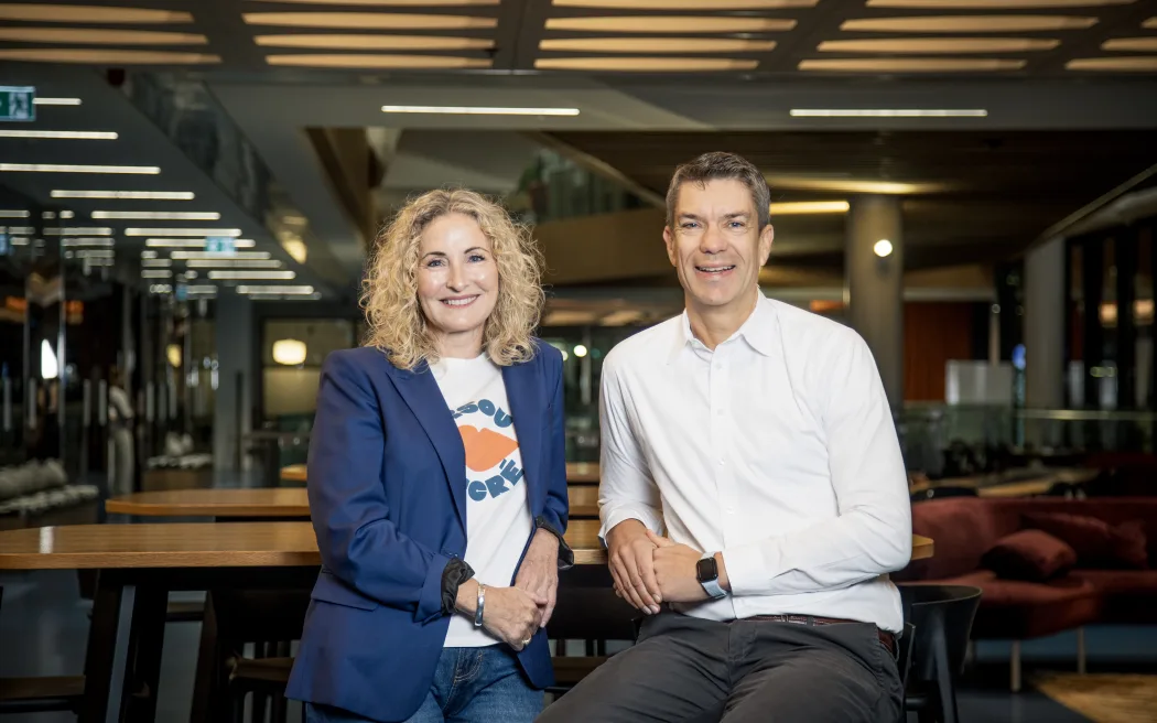 Stuff Group chief executive, Sinead Boucher, and Trade Me chief executive, Anders Skoe.