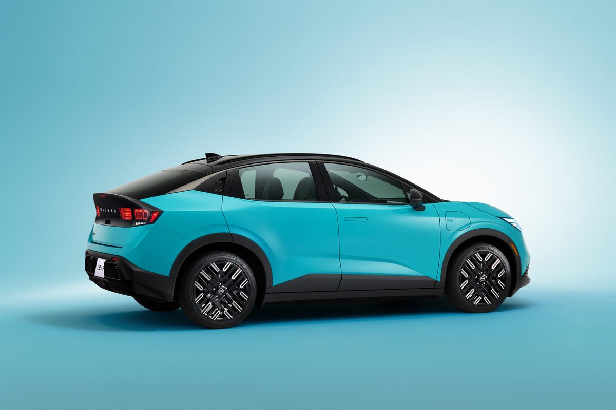 Nissan Leaf on a blue background