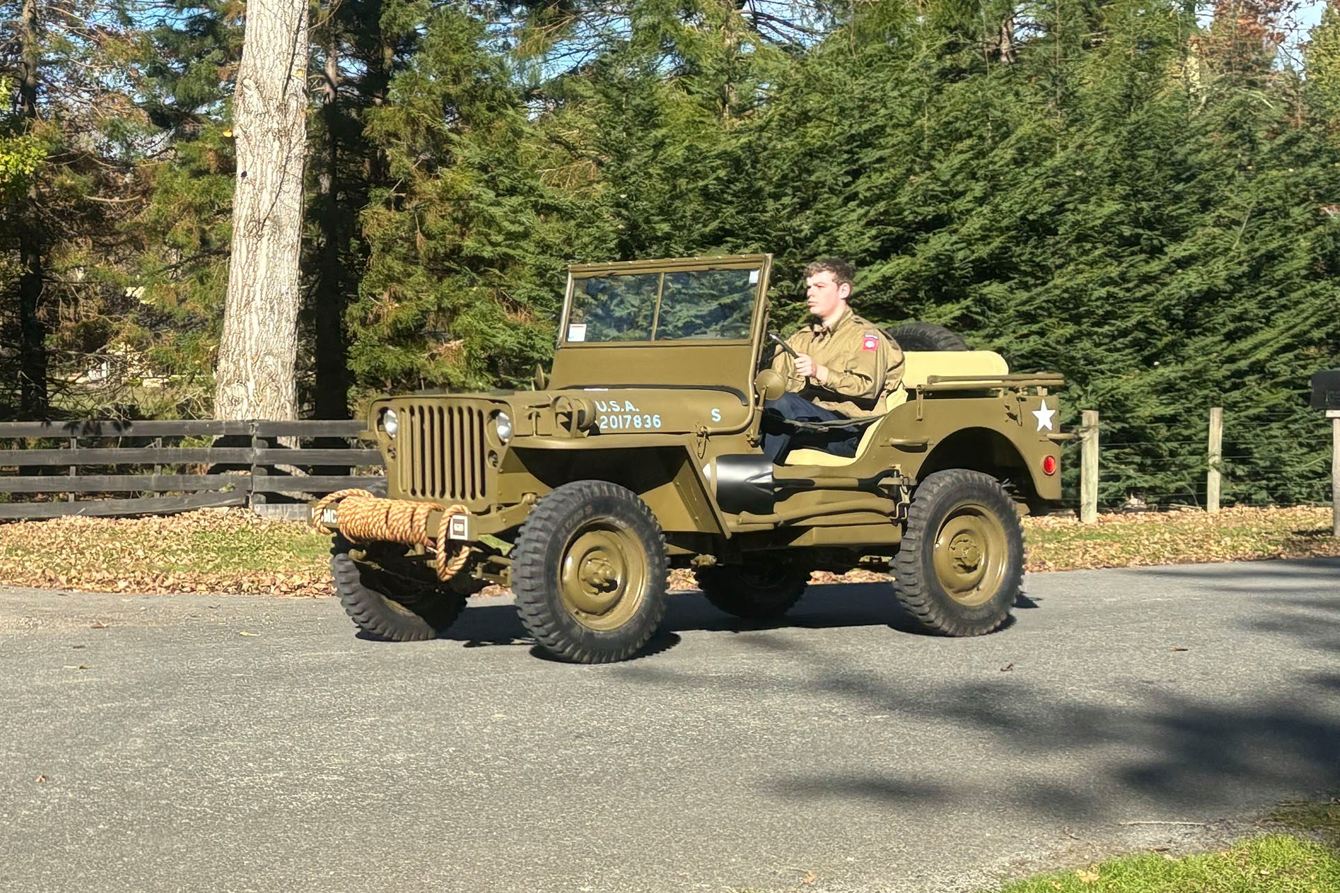 Ford GPW Jeep in green on gravel