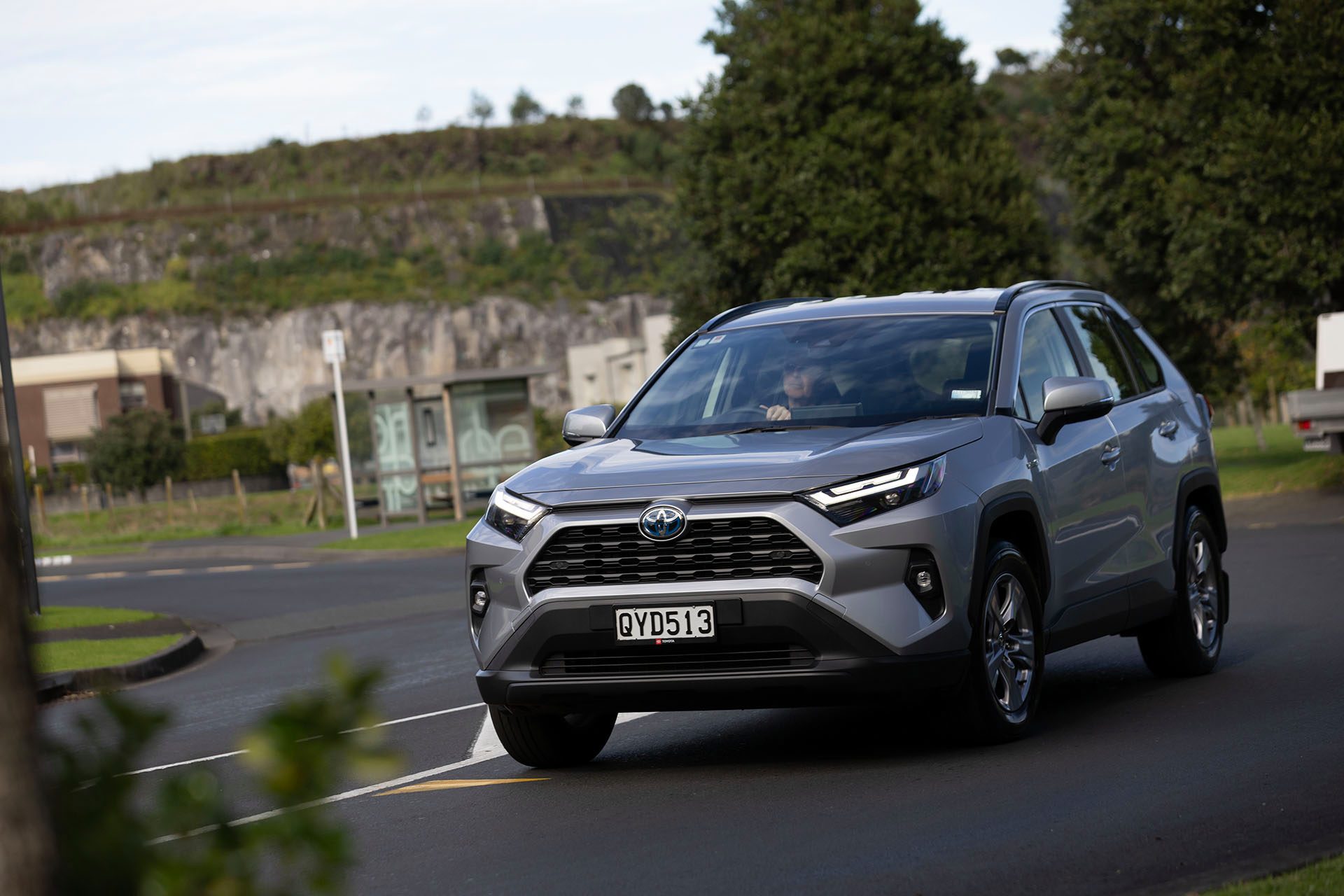 Silver RAV4 on tarmac
