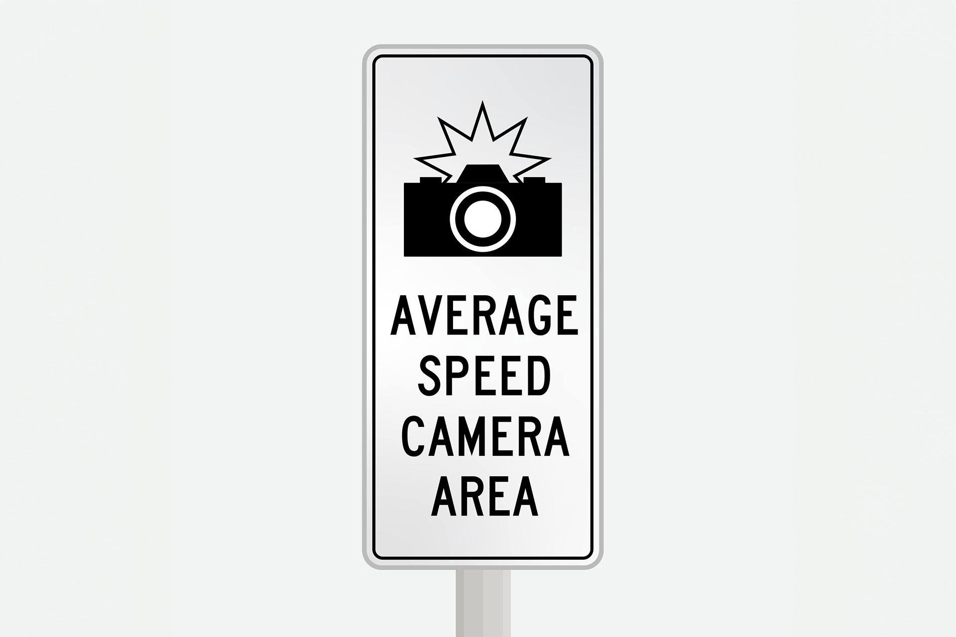 speed camera sign on white
